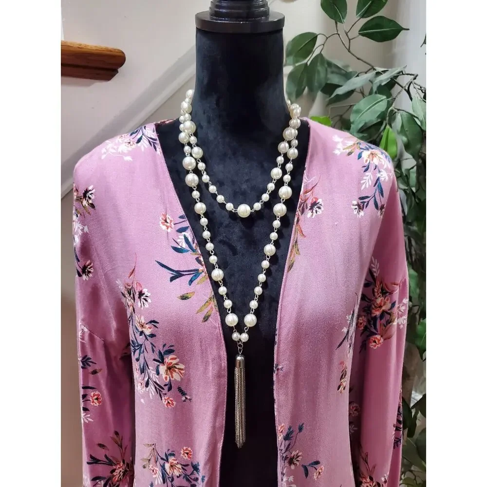 Cotton On Women's Pink Floral Viscose Long Sleeve Open Front Casual Jacket XS - Picture 2 of 9